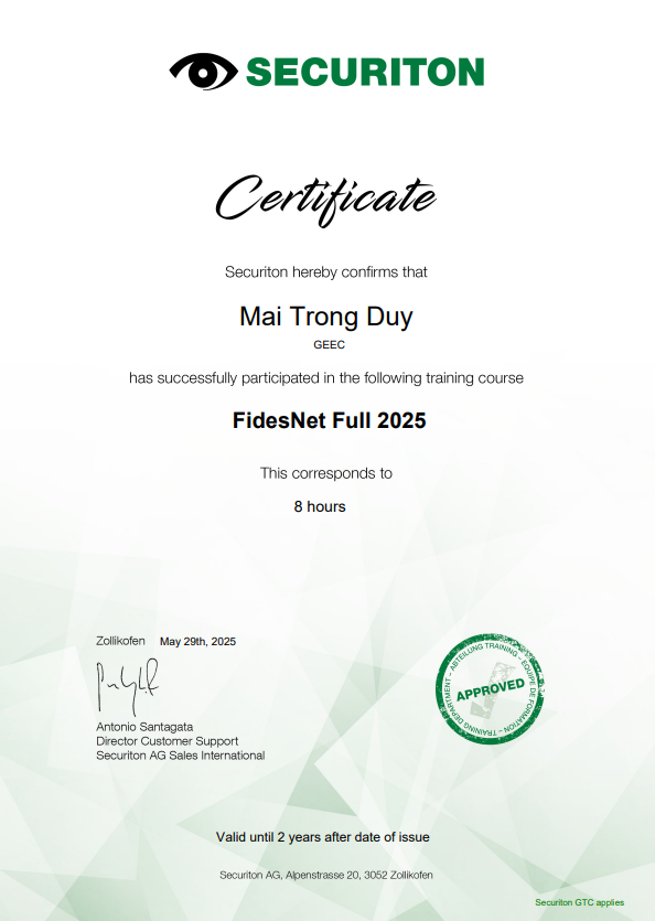 Securiton FidesNet - Giải pháp thông minh cho hệ thống báo cháy